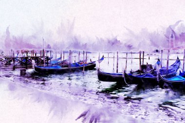 Venedik sanat eskizi çizimi eğlenceli tasarım antika retro