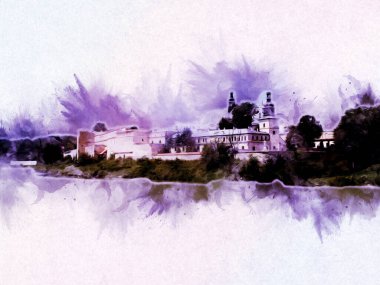 Eski şehir Krakow sanat illüstrasyonları antika