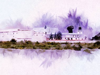 Eski şehir Krakow sanat illüstrasyonları antika