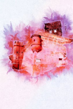 Eski şehir Krakow sanat illüstrasyonları antika