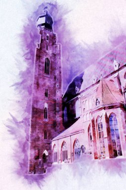 Wroclaw City Poland antika sanat eskizi çizimi