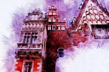 Wroclaw City Poland antika sanat eskizi çizimi