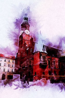 Wroclaw City Poland antika sanat eskizi çizimi