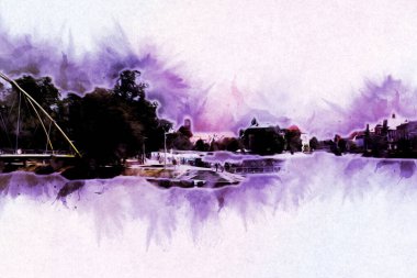 Wroclaw City Poland antika sanat eskizi çizimi