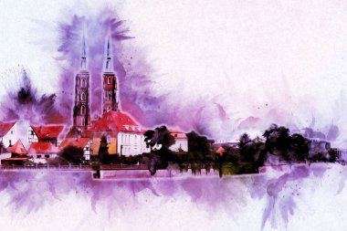 Wroclaw City Poland antika sanat eskizi çizimi