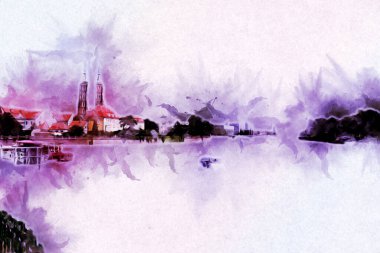 Wroclaw City Poland antika sanat eskizi çizimi