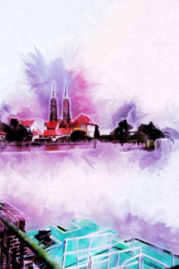 Wroclaw City Poland antika sanat eskizi çizimi