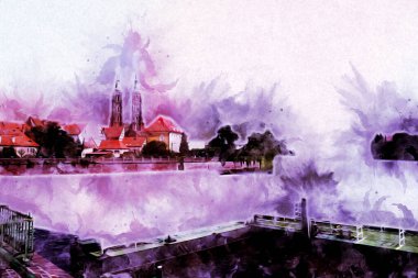 Wroclaw City Poland antika sanat eskizi çizimi