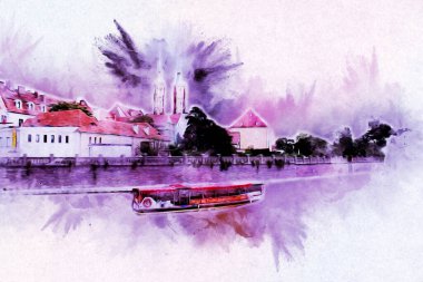 Wroclaw City Poland antika sanat eskizi çizimi