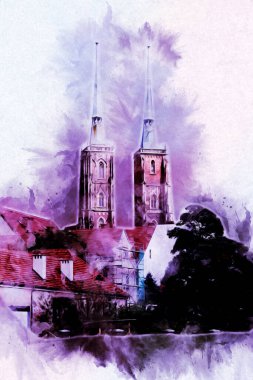 Wroclaw City Poland antika sanat eskizi çizimi