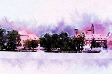 Wroclaw City Poland antika sanat eskizi çizimi