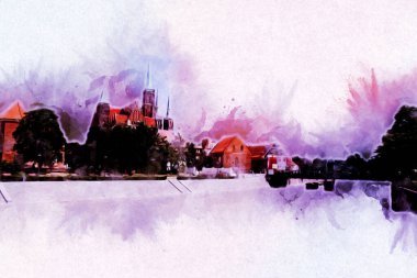 Wroclaw City Poland antika sanat eskizi çizimi