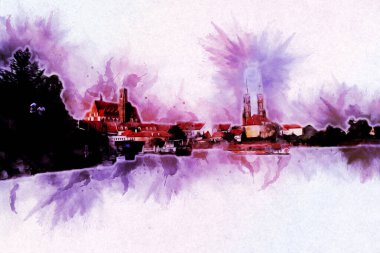 Wroclaw City Poland antika sanat eskizi çizimi