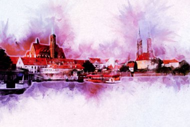 Wroclaw City Poland antika sanat eskizi çizimi