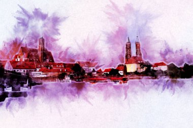 Wroclaw City Poland antika sanat eskizi çizimi