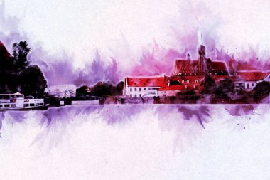 Wroclaw City Poland antika sanat eskizi çizimi