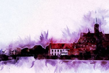 Wroclaw City Poland antika sanat eskizi çizimi