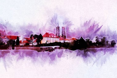 Wroclaw City Poland antika sanat eskizi çizimi