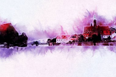 Wroclaw City Poland antika sanat eskizi çizimi