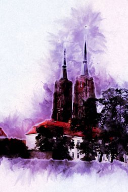 Wroclaw City Poland antika sanat eskizi çizimi