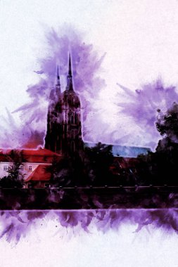 Wroclaw City Poland antika sanat eskizi çizimi