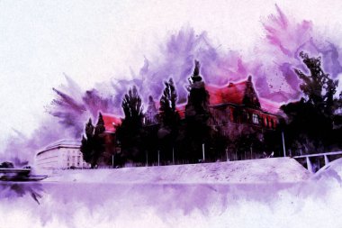 Wroclaw City Poland antika sanat eskizi çizimi