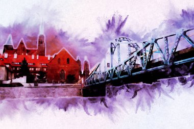 Wroclaw City Poland antika sanat eskizi çizimi