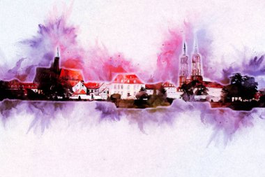 Wroclaw City Poland antika sanat eskizi çizimi