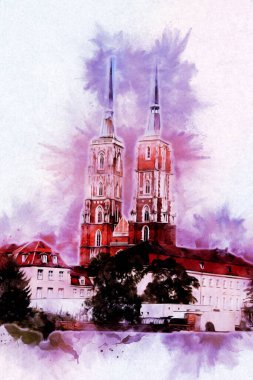 Wroclaw City Poland antika sanat eskizi çizimi