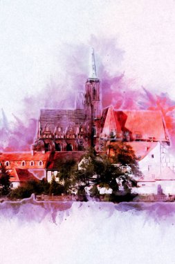 Wroclaw City Poland antika sanat eskizi çizimi