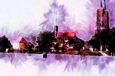 Wroclaw City Poland antika sanat eskizi çizimi