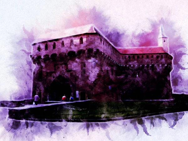 Eski şehir Krakow sanat illüstrasyonları antika