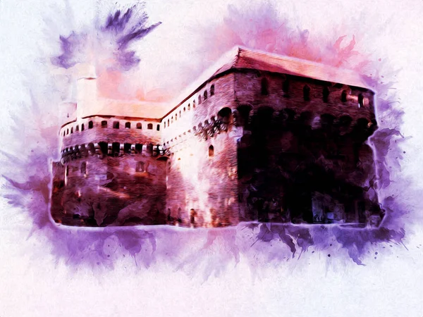 Eski şehir Krakow sanat illüstrasyonları antika