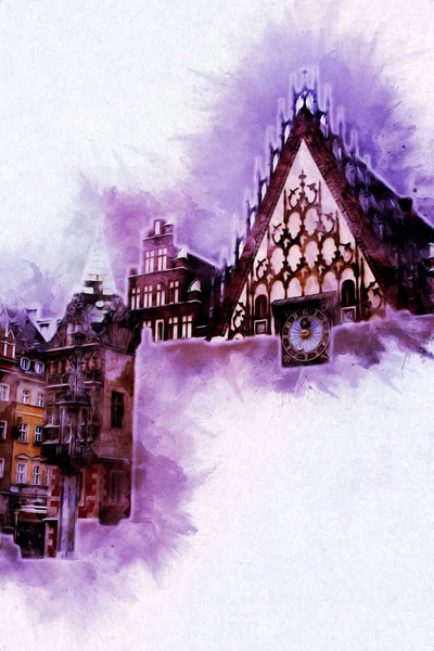 Wroclaw City Poland antika sanat eskizi çizimi