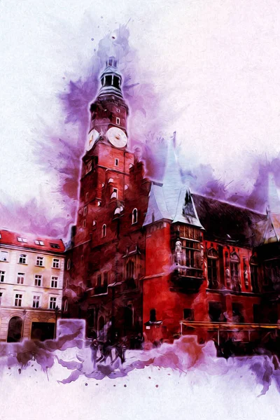 Wroclaw City Poland antika sanat eskizi çizimi
