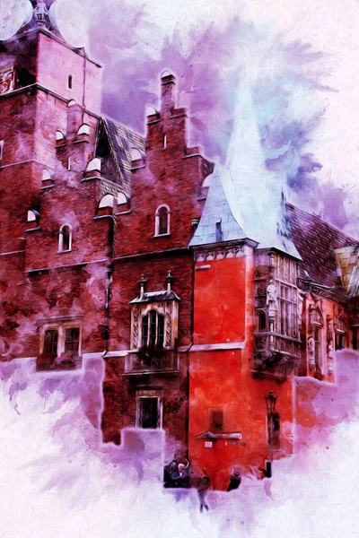 Wroclaw City Poland antika sanat eskizi çizimi