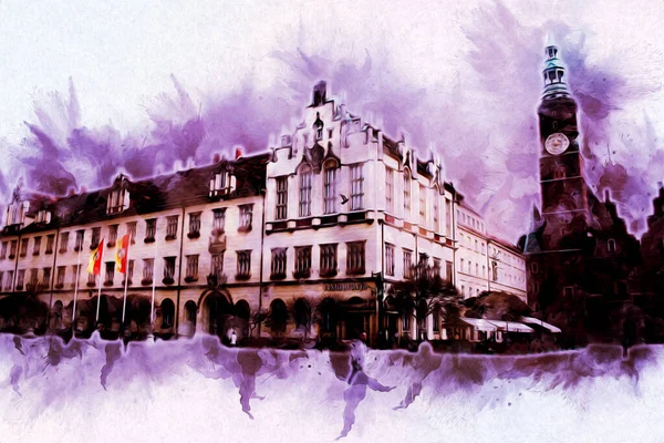 Wroclaw City Poland antika sanat eskizi çizimi