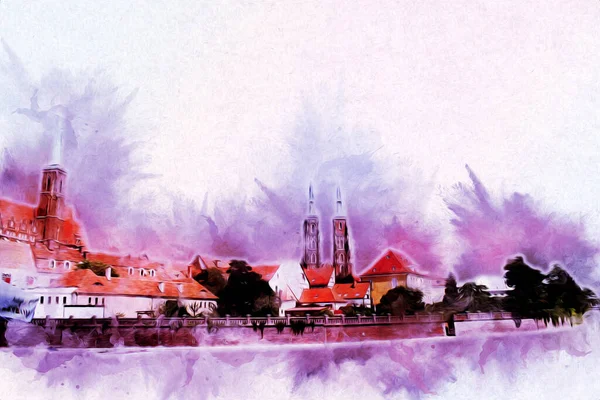 Wroclaw City Poland antika sanat eskizi çizimi