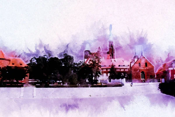 Wroclaw City Poland antika sanat eskizi çizimi