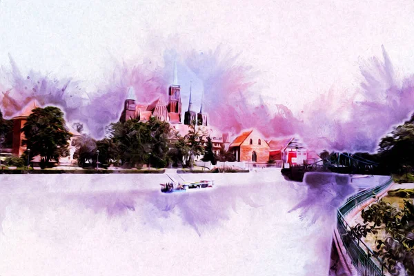 Wroclaw City Poland antika sanat eskizi çizimi