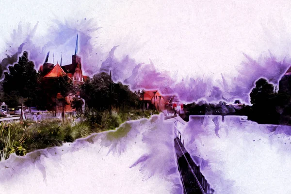 Wroclaw City Poland antika sanat eskizi çizimi