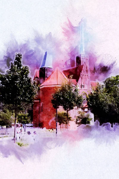 Wroclaw City Poland antika sanat eskizi çizimi