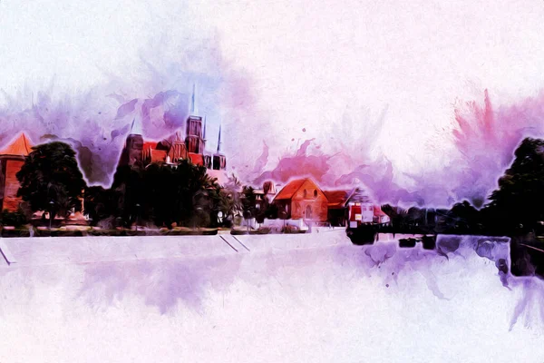 Wroclaw City Poland antika sanat eskizi çizimi