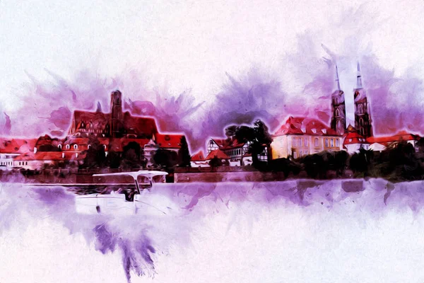 Wroclaw City Poland antika sanat eskizi çizimi