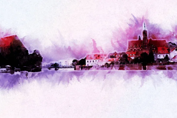 Wroclaw City Poland antika sanat eskizi çizimi