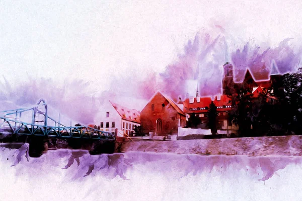 Wroclaw City Poland antika sanat eskizi çizimi