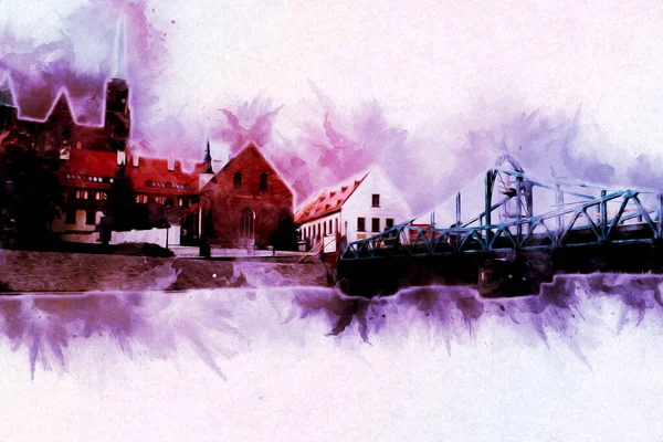 Wroclaw City Poland antika sanat eskizi çizimi