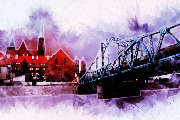 Wroclaw City Poland antika sanat eskizi çizimi