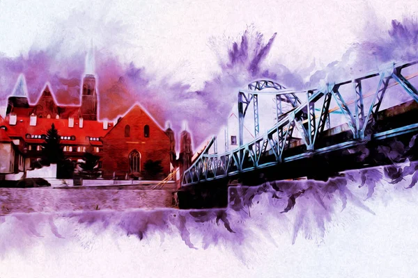 Wroclaw City Poland antika sanat eskizi çizimi