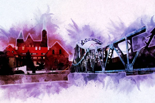 Wroclaw City Poland antika sanat eskizi çizimi